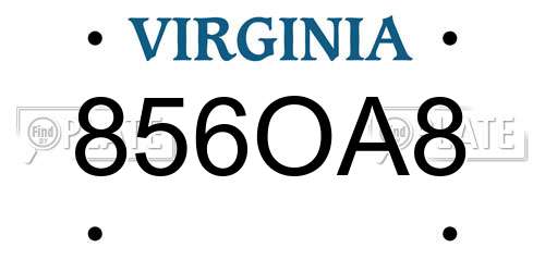 856OA8 Virginia License Plate