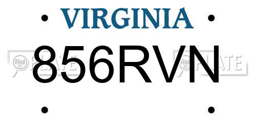 856RVN Virginia License Plate
