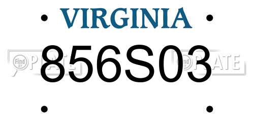 856S03 Virginia License Plate
