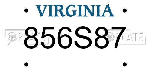 856S87 Virginia License Plate