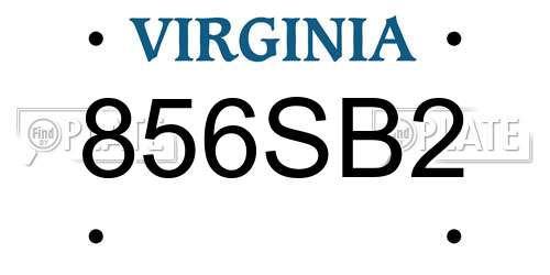 856SB2 Virginia License Plate
