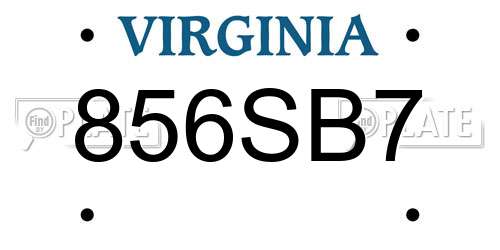 856SB7 Virginia License Plate