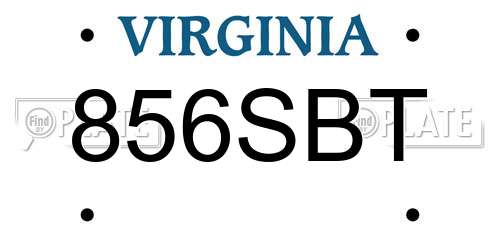 856SBT Virginia License Plate