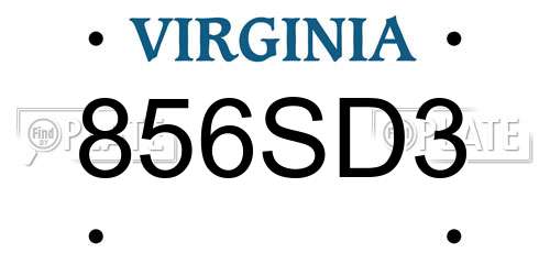 856SD3 Virginia License Plate