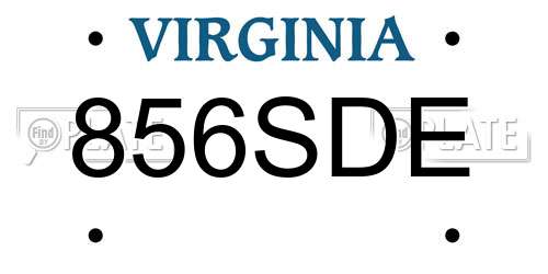 856SDE Virginia License Plate