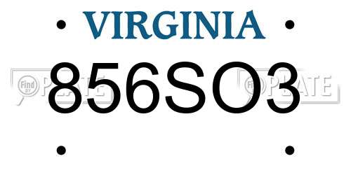 856SO3 Virginia License Plate