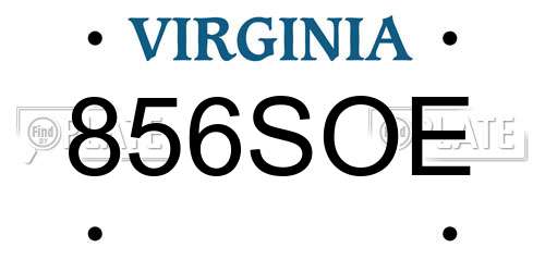 856SOE Virginia License Plate