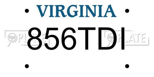 856TDI Virginia License Plate