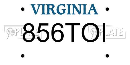 856TOI Virginia License Plate