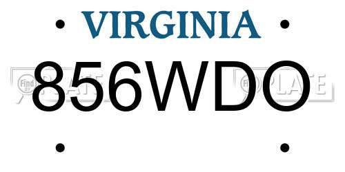 856WDO Virginia License Plate