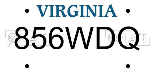 856WDQ Virginia License Plate