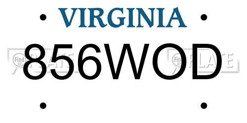 856WOD Virginia License Plate