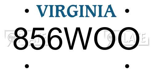 856WOO Virginia License Plate