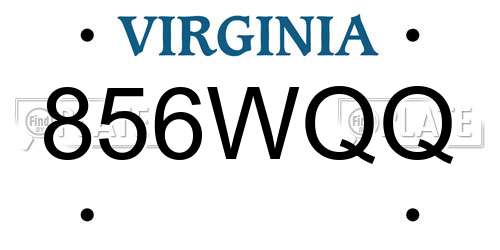 856WQQ Virginia License Plate