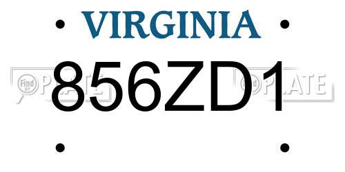 856ZD1 Virginia License Plate