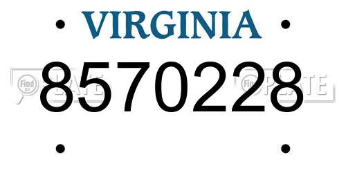 8570228 Virginia License Plate