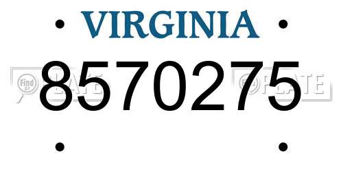 8570275 Virginia License Plate