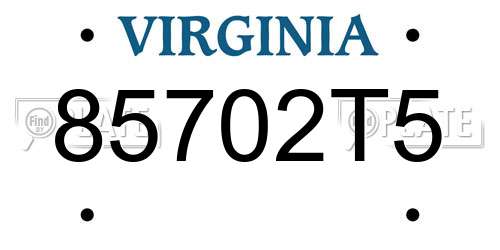 85702T5 Virginia License Plate