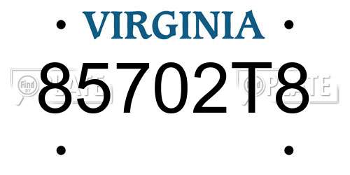 85702T8 Virginia License Plate