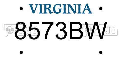 8573BW Virginia License Plate