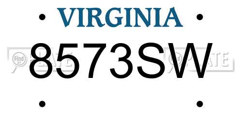 8573SW Virginia License Plate