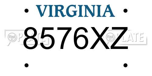 8576XZ Virginia License Plate