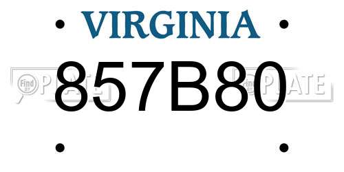 857B80 Virginia License Plate