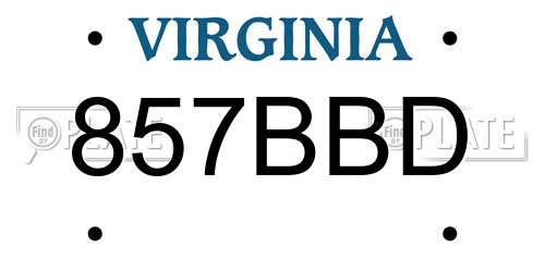 857BBD Virginia License Plate