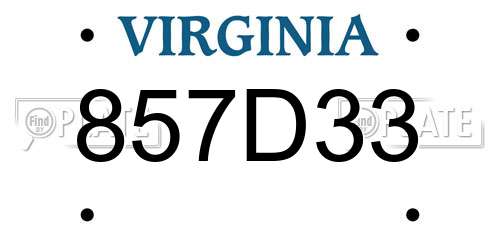 857D33 Virginia License Plate