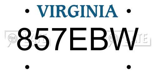 857EBW Virginia License Plate