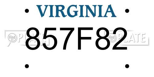 857F82 Virginia License Plate