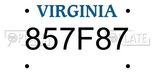 857F87 Virginia License Plate