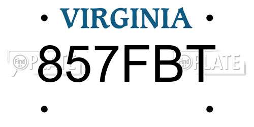 857FBT Virginia License Plate