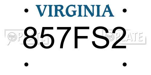 857FS2 Virginia License Plate