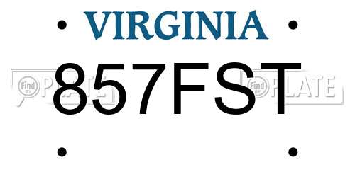 857FST Virginia License Plate