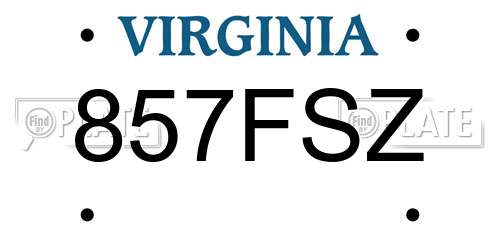 857FSZ Virginia License Plate