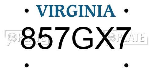 857GX7 Virginia License Plate