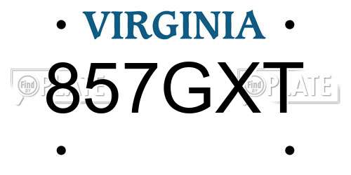 857GXT Virginia License Plate