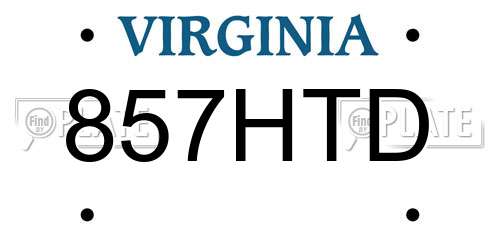 857HTD Virginia License Plate