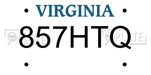 857HTQ Virginia License Plate