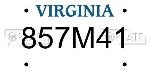 857M41 Virginia License Plate