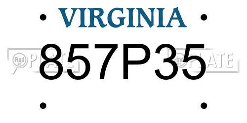 857P35 Virginia License Plate