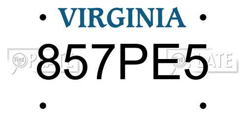 857PE5 Virginia License Plate