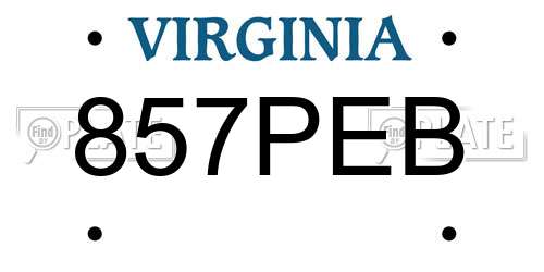 857PEB Virginia License Plate