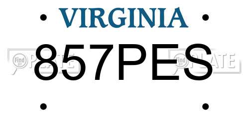 857PES Virginia License Plate