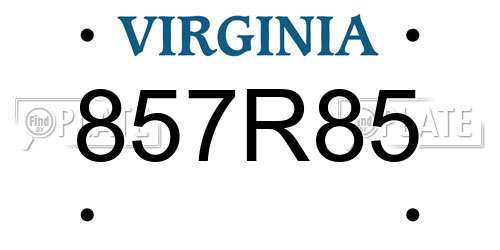 857R85 Virginia License Plate