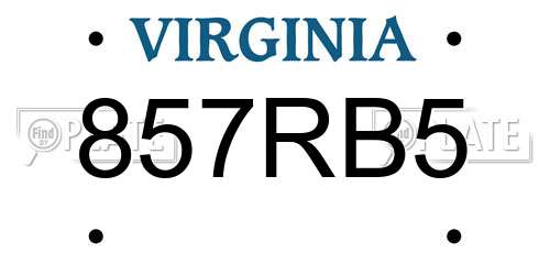 857RB5 Virginia License Plate
