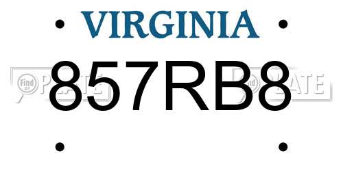 857RB8 Virginia License Plate