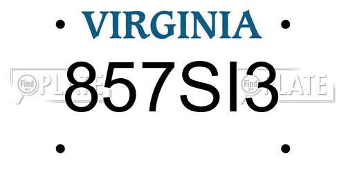 857SI3 Virginia License Plate