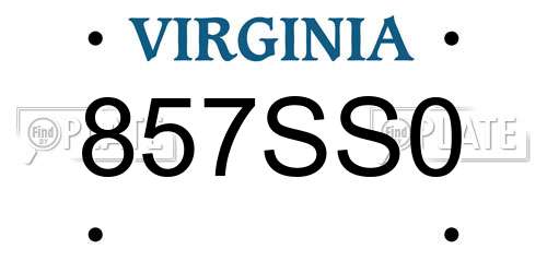 857SS0 Virginia License Plate